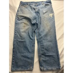 Carhartt STW Loose Fit Jeans Mens 42x30 Distressed Light Wash Denim Workwear